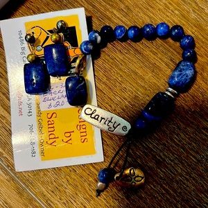 Blue Lapis bracelet and earrings hand made.